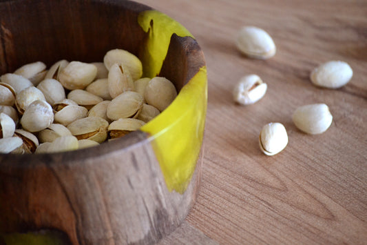 Handmade Walnut Epoxy Bowl - Yellow Design by Timberflow