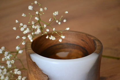 Handmade Oak Epoxy Bowl - White Design by Timberflow