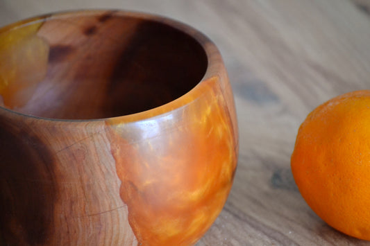 Handmade Plum Epoxy Bowl - Orange Design by Timberflow