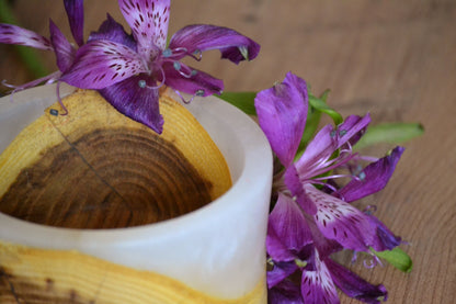 Handmade Oak Epoxy Bowl - Yellow Design by Timberflow