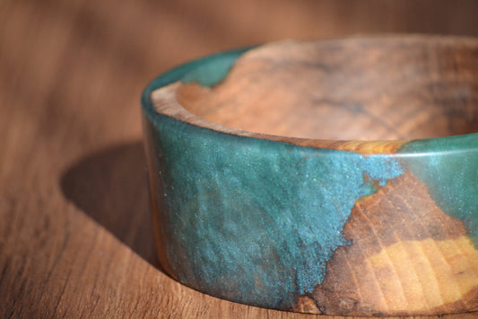 Handmade Walnut Epoxy Bowl - Cyan Design by Timberflow