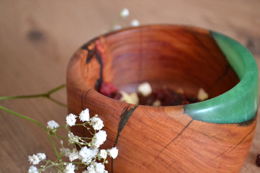 Handmade Plum Epoxy Bowl - Green Design by Timberflow