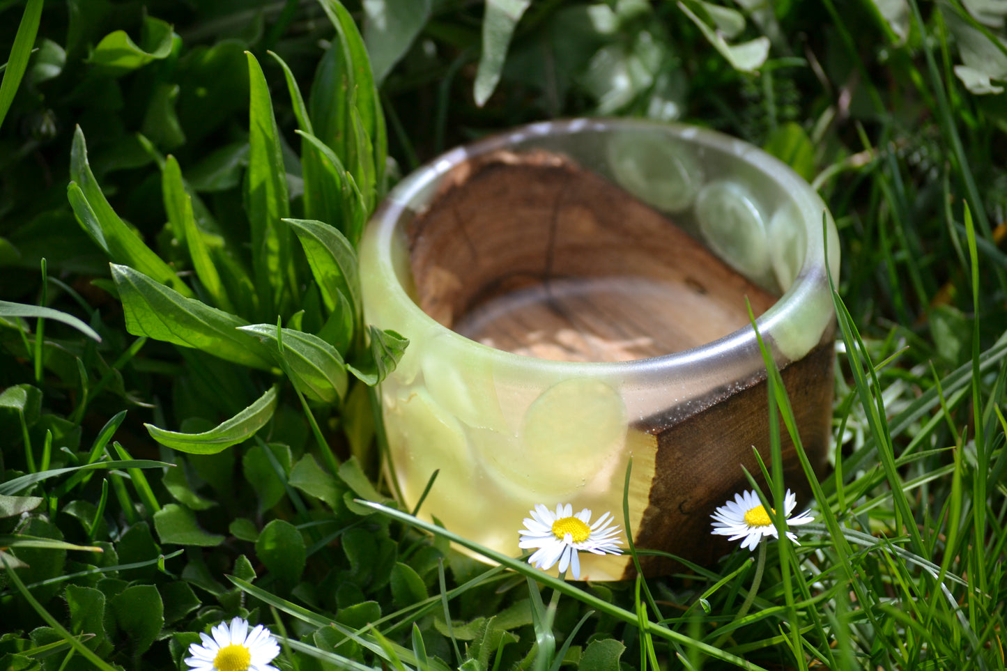 Handmade Acacia Epoxy Bowl - Yellow Design by Timberflow