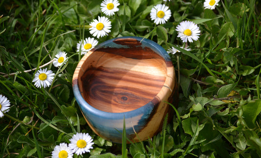 Handmade Plum Epoxy Bowl - Blue Design by Timberflow