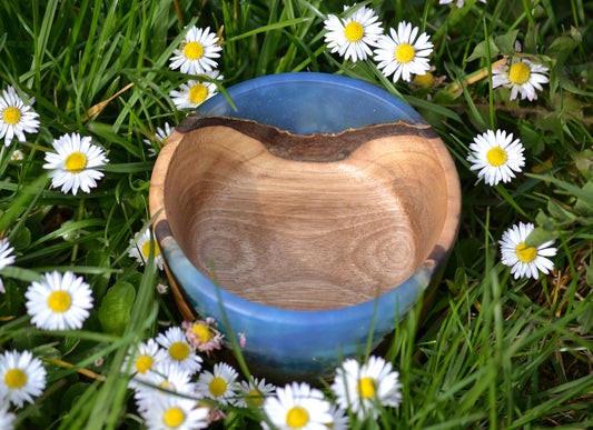 Handmade Acacia Epoxy Bowl - Blue Design by Timberflow