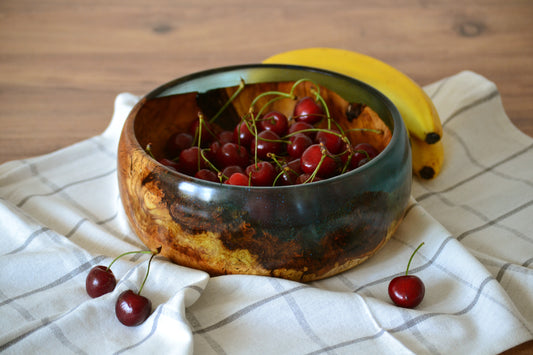 Handmade Mulberry Epoxy Bowl - Blue Design by Timberflow