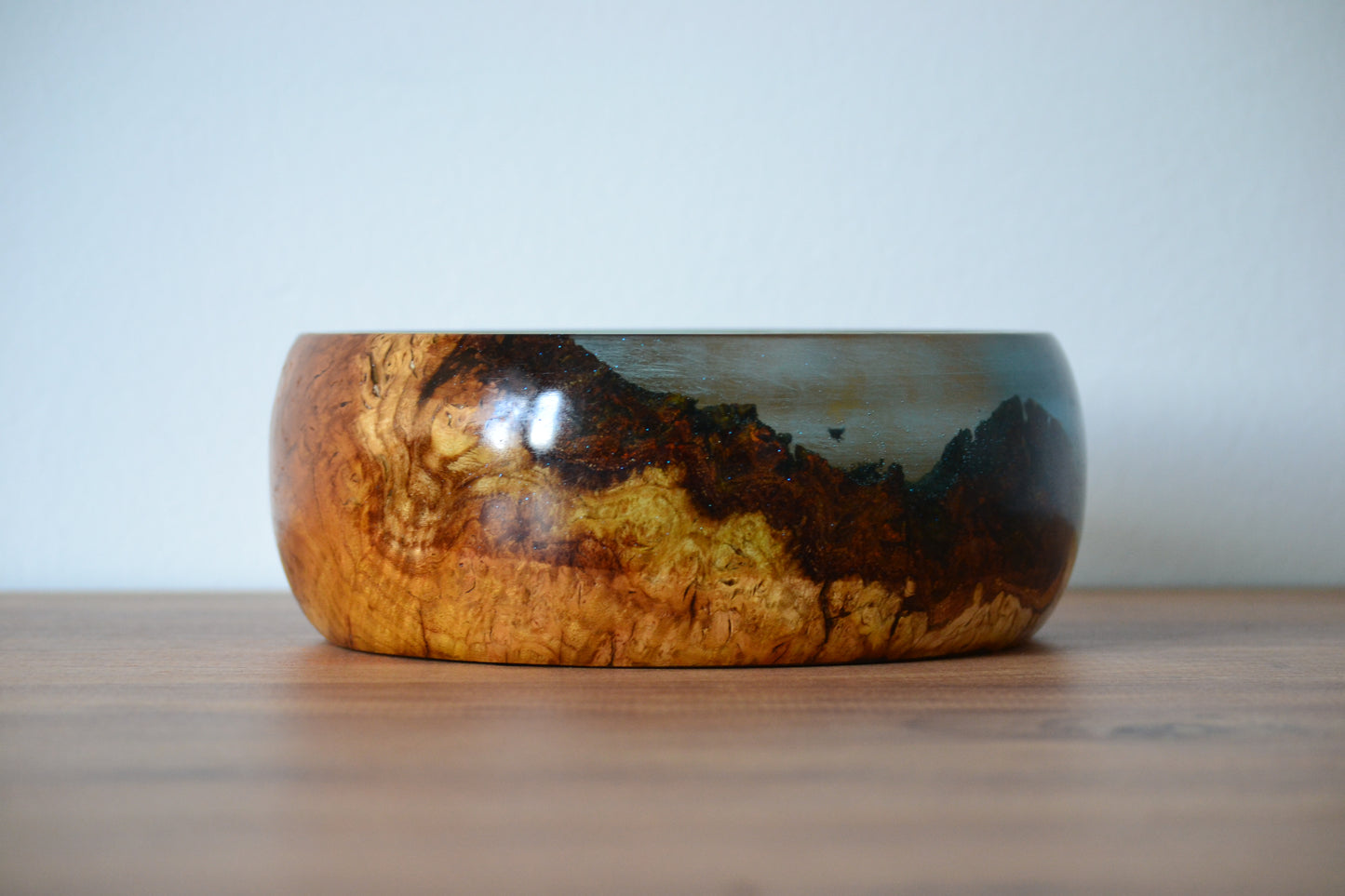 Handmade Mulberry Epoxy Bowl - Blue Design by Timberflow