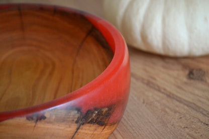 Handmade Oak Epoxy Bowl - Red Design by Timberflow