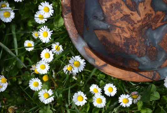 Handmade Walnut Epoxy Bowl - Grey Design by Timberflow