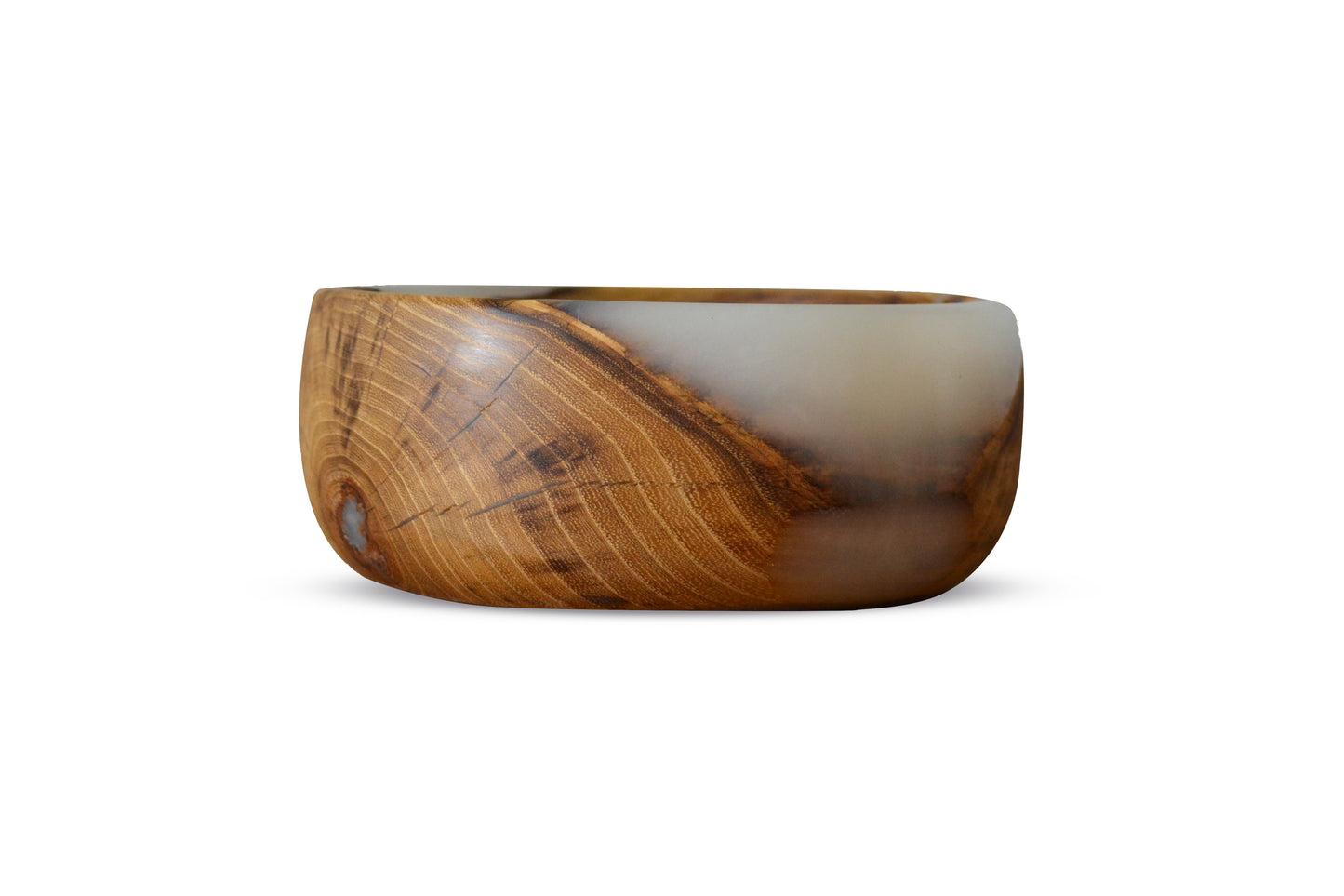 Handmade Acacia Epoxy Bowl - White Design by Timberflow