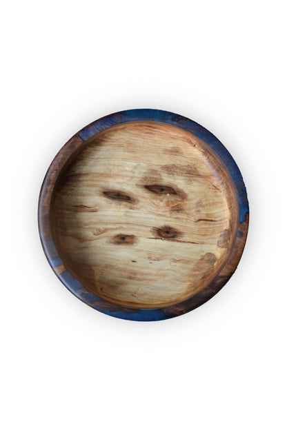 Handmade Oak Epoxy Bowl - Blue Design by Timberflow