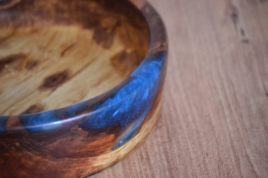 Handmade Oak Epoxy Bowl - Blue Design by Timberflow