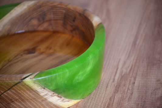 Handmade Acacia Epoxy Bowl - Green Design by Timberflow