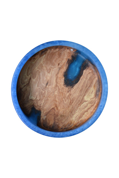 Handmade Wild Pear Epoxy Bowl - Ocean Blue Design by Timberflow