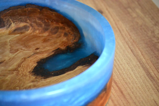 Handmade Wild Pear Epoxy Bowl - Ocean Blue Design by Timberflow