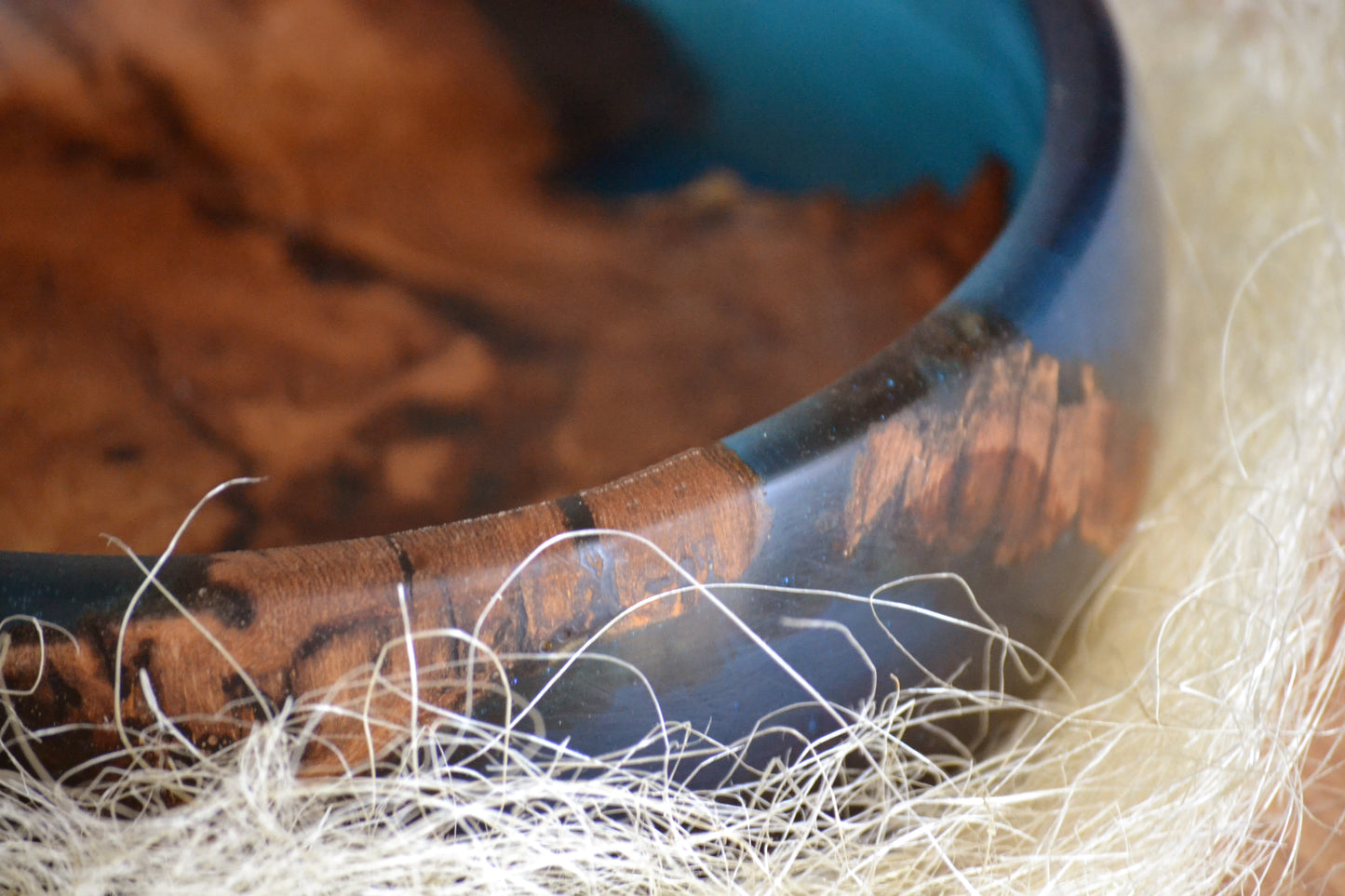 Handmade Oak Stump Epoxy Bowl 150 Years Old - Blue Design by Timberflow