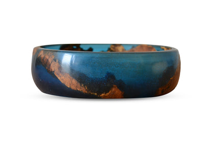 Handmade Oak Stump Epoxy Bowl 150 Years Old - Blue Design by Timberflow