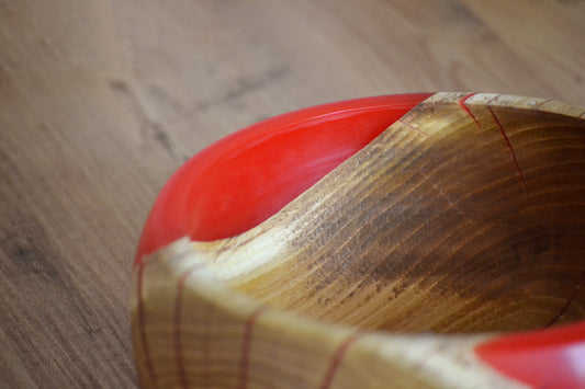 Handmade Acacia Epoxy Bowl - Red Design by Timberflow