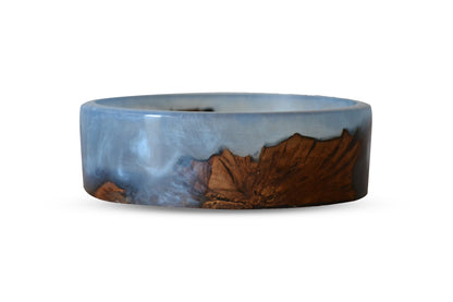 Handmade Oak Epoxy Bowl 150 Years Old - Baby Blue Design by Timberflow