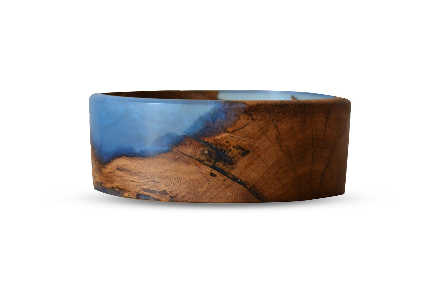 Handmade Oak Epoxy Bowl - Baby Blue Design by Timberflow