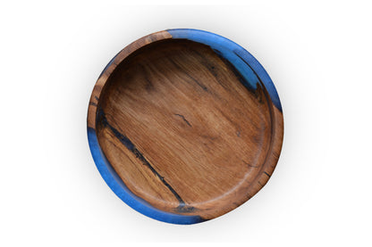 Handmade Oak Epoxy Bowl - Baby Blue Design by Timberflow