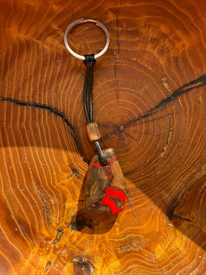 Handmade Epoxy Keyring - Red Design by Timberflow